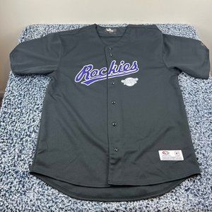 True Fan Colorado Rockies Baseball Jersey Mens Large Black Embroidered MLB
